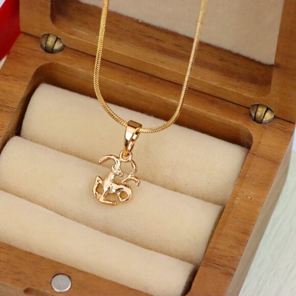 "Capricorn Zodiac Rose Gold Pendant Elegant Charm, XPPT1471 - Picture 9 of 13